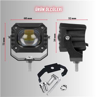Motosiklet Scooter Led Sis Farı Set Delici Işık Beyaz Sarı Metal Kasa 