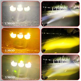 Motosiklet Scooter Sis Farı 3 Mod Beyaz Sarı Metal Kasa 12V/24V Led Işık