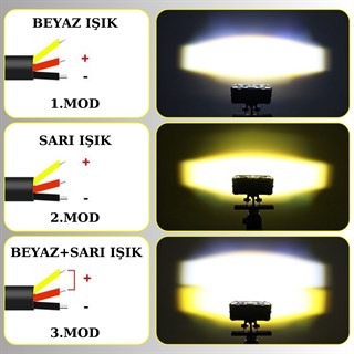 Motosiklet Scooter Sis Farı 3 Mod Delici Işık Beyaz Sarı Metal Kasa 12V/24V Led Işık 1 ADET