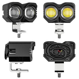 2 ADET Motosiklet Sis Farı  Metal Kasa Baykuş Model Delici Beyaz Sarı Çift Renk 12-80 Volt