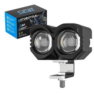 2 ADET Motosiklet Sis Farı  Metal Kasa Baykuş Model Delici Beyaz Sarı Çift Renk 12-80 Volt