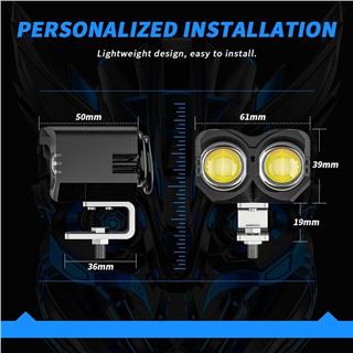 2 ADET Motosiklet Sis Farı  Metal Kasa Baykuş Model Delici Beyaz Sarı Çift Renk 12-80 Volt