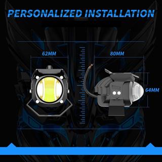 2 ADET Motosiklet  Sis Farı Lazer Led Beyaz Sarı Renk Metal Kasa Takım Motosiklet Aksesuar Lamba