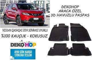 NISSAN QASHQAI 2014 SONRASI Araca Özel Oto Paspas 3D Havuzlu Kauçuk