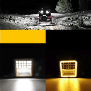Off Road 12-24 Volt Kare Sis Farı DRL SARI 4 inç 126 W Oto Çalışma Lambası