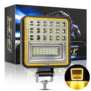 Off Road 12-24 Volt Kare Sis Farı DRL SARI 4 inç 126 W Oto Çalışma Lambası