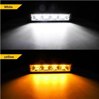 Off Road 12-24V Oto Gündüz Led Bar 6 inç 24 Led Çift Renk Beyaz Sarı Çalışma Ve Sis Lambası