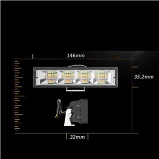 Off Road 12-24V Oto Gündüz Led Bar 6 inç 24 Led Çift Renk Beyaz Sarı Çalışma Ve Sis Lambası
