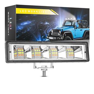 Off Road 12-24V Oto Gündüz Led Bar 6 inç 24 Led Çift Renk Beyaz Sarı Çalışma Ve Sis Lambası