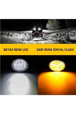 Off Road 16 Led Çalışma Lambası DRL Sarı Renk Sinyal Flash Arazi Aracı Tır Kamyon Tekne Sis Farı