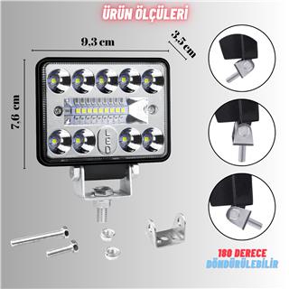 Off Road 3 inç Led Çalışma Lambası 12-24V  Traktör Tır Kamyon ATV Yüksek Performanslı Sis Farı Metal Kasa