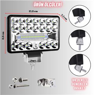 Off Road 4 inç Led Çalışma Lambası 12-24V  Traktör Tır Kamyon ATV Yüksek Performanslı Sis Farı Metal Kasa