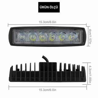 Off Road 6 inç 18 W 6 LED Plastik Kasa Mini Led Bar Oto Gündüz Led Sis Farı  1 Adet