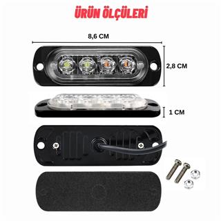 Off Road Arazi Aracı Kamyon Kasa Dorse 12-24V 4 Led 8 Mod İkaz Ve Sinyal Lambası 