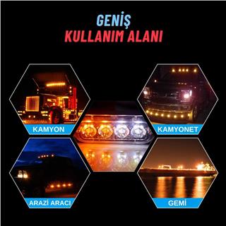 Off Road Arazi Aracı Kamyon Kasa Dorse 12-24V 4 Led 8 Mod İkaz Ve Sinyal Lambası 