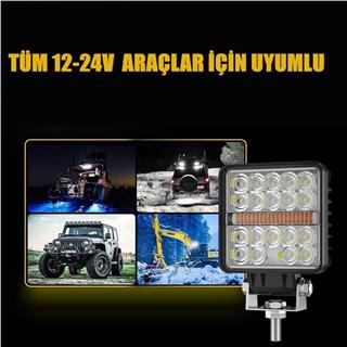 Off Road Çakarlı DRL Gündüz Led Kare Çalışma Lambası Traktör Tekne Tır Kamyon ATV Spot Sis Farı