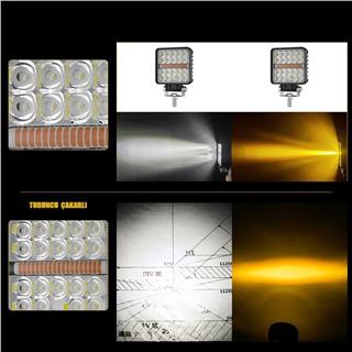 Off Road Çakarlı DRL Gündüz Led Kare Çalışma Lambası Traktör Tekne Tır Kamyon ATV Spot Sis Farı