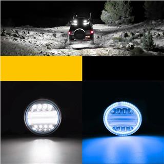 Off Road Gündüz Ve Projektör Sis Farı DRL MAVİ Beyaz Yuvarlak 4 inç 72 W Oto Çalışma Lambası