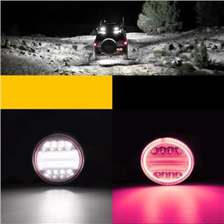 Off Road Gündüz Ve Projektör Sis Farı DRL KIRMIZI Beyaz Yuvarlak 4 inç 72 W Oto Çalışma Lambası