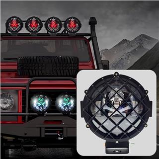 Off Road Kafesli Skull Animasyon Delici Spot Led Sis Farı Ve Çalışma Lambası 12-24 V Uyumlu 
