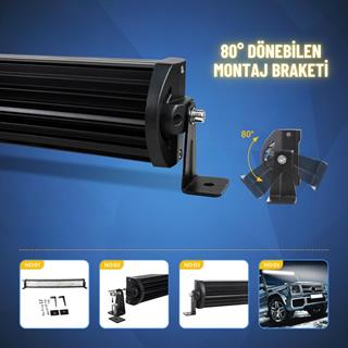 Off Road Kamyon Traktör 105 cm 3 Sıra Led Bar Tek Renk Beyaz 12-24 Tepe Çalışma Lambası