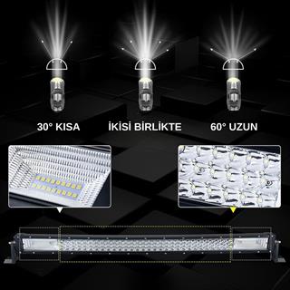 Off Road Kamyon Traktör 105 cm 3 Sıra Led Bar Tek Renk Beyaz 12-24 Tepe Çalışma Lambası