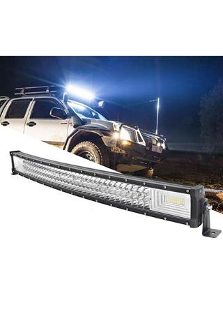 Off Road Kamyon Traktör 105 cm Kavisli 3 Sıra Led Bar Tek Renk Beyaz 12-24 Volt Ultra Güçlü