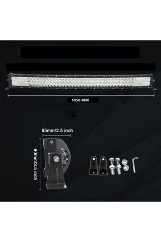 Off Road Kamyon Traktör 105 cm Kavisli 3 Sıra Led Bar Tek Renk Beyaz 12-24 Volt Ultra Güçlü