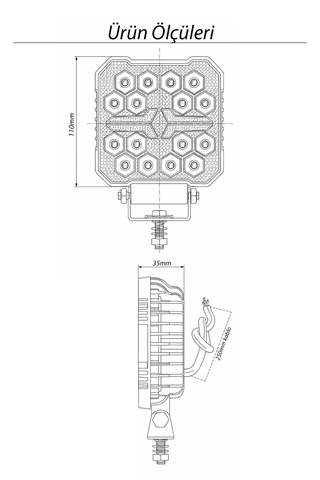Off-Road Kare LED Çalışma Lambası 2 Adet 20W -Selamlamalı Gündüz LED Flash Mod & Delici Işık