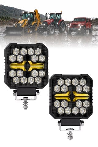 Off-Road Kare LED Çalışma Lambası 2 Adet 20W -Selamlamalı Gündüz LED Flash Mod & Delici Işık