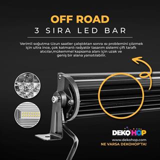 Off Road Led Bar 3 Sıra 105 Cm  Beyaz Sarı Mod