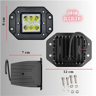Off Road Led Çalışma ve Tampon Sis Lambası 1 Adet 12-24V Traktör Tır Kamyon ATV Yüksek Performanslı Metal Sis Farı