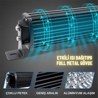 Off-Road Premium 30 CM Tampon Kaput LED Bar Beyaz Işık Projektör Kırmızı Gündüz Led Metal 12-24V