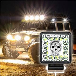 Off Road RGB Kare Skull Tasarım Traktör Tır Kamyon Çakarlı Çalışma Lambası Ve Sis Farı 12-24V 7 Modlu Işık Tasarım