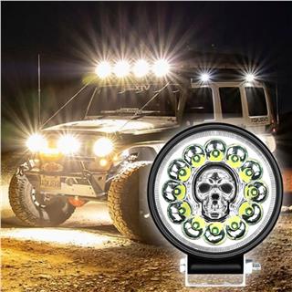Off Road RGB Skull Tasarım Traktör Tır Kamyon Çakarlı Çalışma Lambası Ve Sis Farı 12-24V 7 Modlu Işık Tasarım