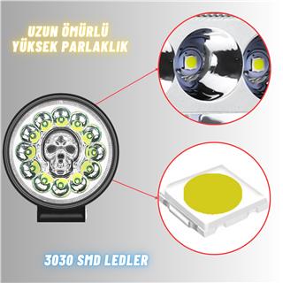 Off Road RGB Skull Tasarım Traktör Tır Kamyon Çakarlı Çalışma Lambası Ve Sis Farı 12-24V 7 Modlu Işık Tasarım