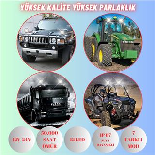 Off Road RGB Skull Tasarım Traktör Tır Kamyon Çakarlı Çalışma Lambası Ve Sis Farı 12-24V 7 Modlu Işık Tasarım