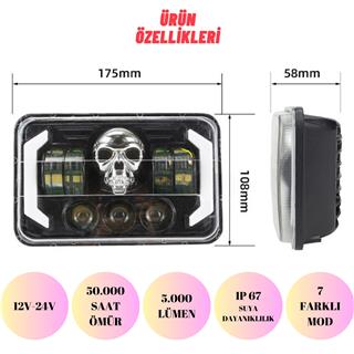 Off Road Spotled Delici Skull Renk Animasyonlu 60 W Sis Farı Ve Çalışma Lambası Ultra Parlak