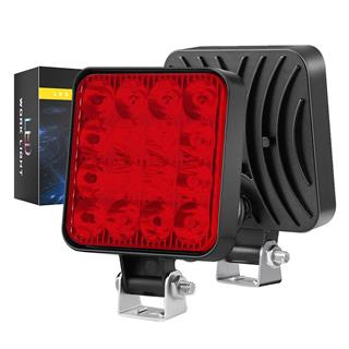 Off Road Traktör Tir Kamyon Sis Fari Ve Çalışma Lambası 16 Led Kare KIRMIZI 3 İNÇ 84mm