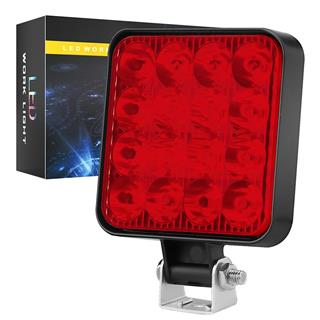 Off Road Traktör Tir Kamyon Sis Fari Ve Çalışma Lambası 16 Led Kare KIRMIZI 3 İNÇ 84mm