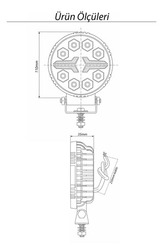 Off-Road Yuvarlak LED Çalışma Lambası 2 Adet 20W -Selamlamalı Gündüz LED Flash Mod & Delici Işık