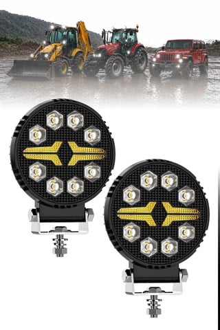 Off-Road Yuvarlak LED Çalışma Lambası 2 Adet 20W -Selamlamalı Gündüz LED Flash Mod & Delici Işık