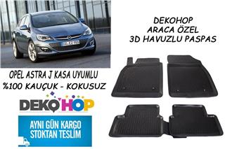 OPEL ASTRA J KASA 2009-2015 ARASI 3D Havuzlu Araca Özel Kauçuk Oto Paspas