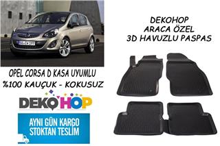 OPEL CORSA D KASA 2006-2013 ARASI Oto Paspas Araca Özel 3D Havuzlu Kauçuk