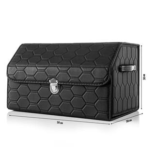 Oto Bagaj Organizeri Kapitone Araç Deri Bagaj Kutu Çanta 48,5x31x28 CM