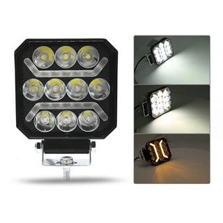 Oto Çalışma Lambası 4 inç 12-24V DRL Sarı 2 Mod Flash Traktör Tır Kamyon Tekne Projektör Sis Farı