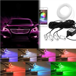 Oto İç Ortam Ambiyans Neon RGB 5 Parça led Işık Lamba 12V APP Kontrollü Dekoratif Lamba