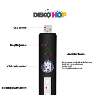Oto Led Dekorasyon Magnet Tavan Disko DJ Led Ambians Lambası