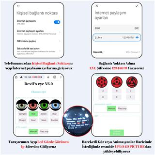 Oto Led Far Mercek Göz Animasyonlu 3 İnç Yeni Nesil Wifi Kontrol Far Tasarım Ambiyans Aydınlatma 1 Adet