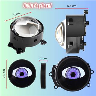 Oto Led Far Mercek Göz Animasyonlu 3 İnç Yeni Nesil Wifi Kontrol Far Tasarım Ambiyans Aydınlatma 1 Adet